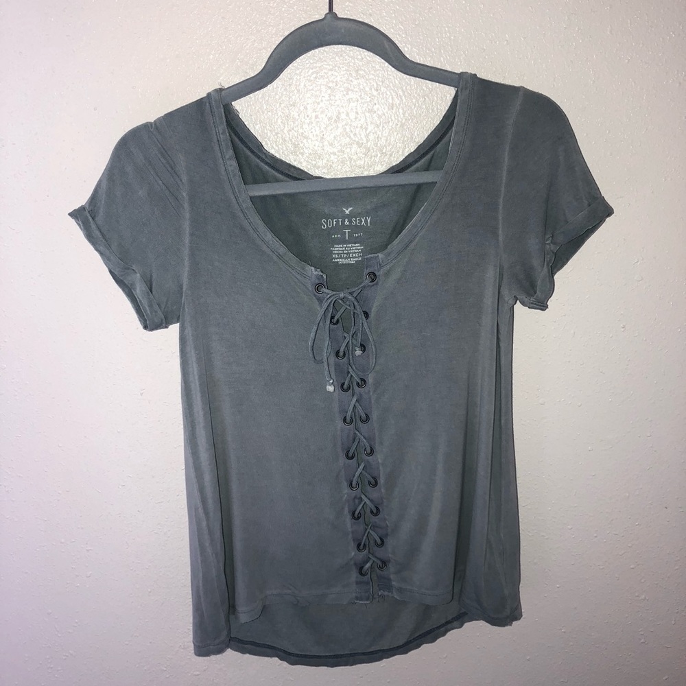 American Eagle Lace-Up Front Top